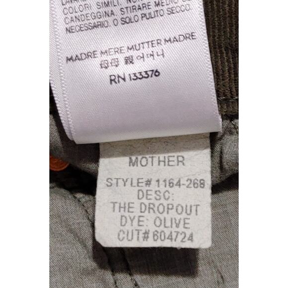 Mother The Dropout Crop Slouchy Skinny Corduroy Jeans Olive Green Womens Size 26 - Picture 6 of 9